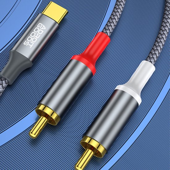 Kabel met gouden RCA-connectoren en nylon gevlochten afwerking voor duurzaamheid