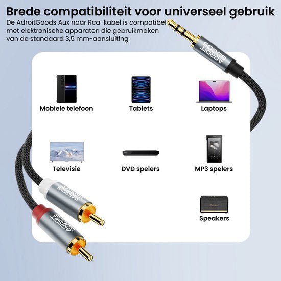 AdroitGoods kabel met 3,5 mm naar RCA aansluitingen voor diverse apparaten zoals telefoon en televisie