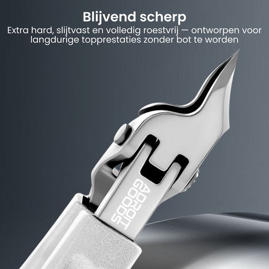 Detail van extra hard, slijtvast en roestvrij stalen scherp mesje voor langdurig gebruik