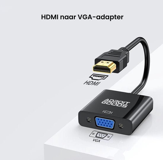 Zwarte AdroitGoods HDMI naar blauwe VGA adapter met kabel voor videoverbinding