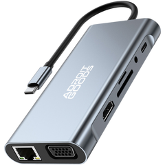 AdroitGoods multifunctionele USB-C hub met diverse poorten voor connectiviteit en dataoverdracht