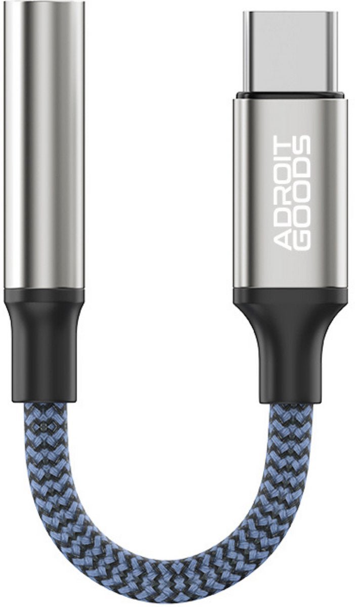 Blauwe gevlochten kabel met USB-C en metalen connectoren van AdroitGoods