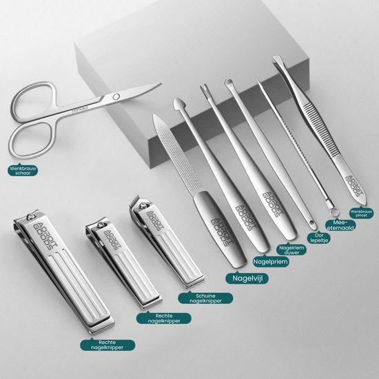 Compleet set roestvrijstalen nagelverzorgingsgereedschap met nagelknippers en pincet