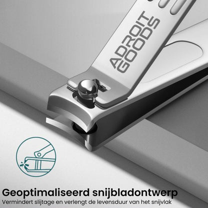 Metalen nagelknipper met geoptimaliseerd snijbladontwerp voor betere duurzaamheid.