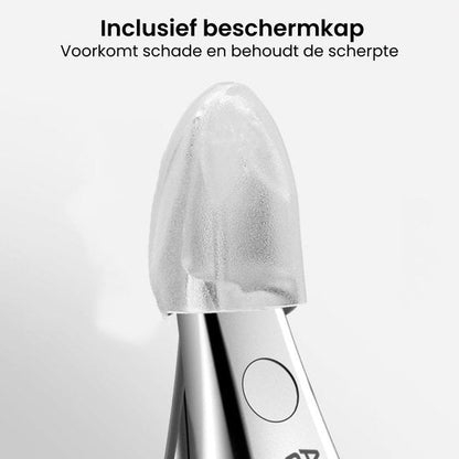 Transparante beschermkap die scherpe punt bedekt en beschadiging voorkomt