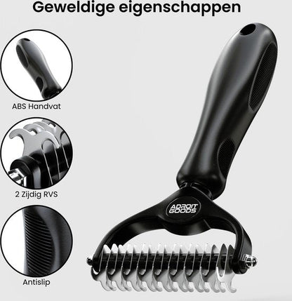 Zwart handvat met antislip en roestvrijstalen tanden voor efficiënt kammen