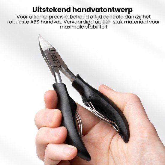 Hand vastgehouden kniptang met zwart ergonomisch ABS handvat voor precisie en controle