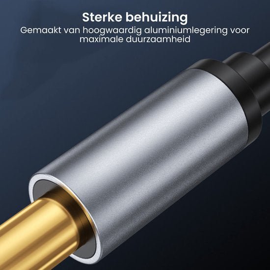 Close-up van sterk metalen connector met aluminium behuizing en gouden pin voor duurzaamheid