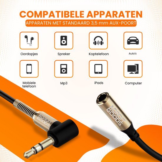 Adapterkabel met 3,5 mm aansluiting geschikt voor diverse apparaten zoals telefoons en computers