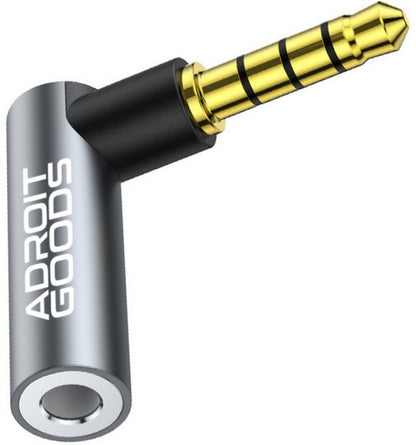 AdroitGoods hoekige 3,5 mm audio jack adapter met goudkleurige connector en metalen behuizing