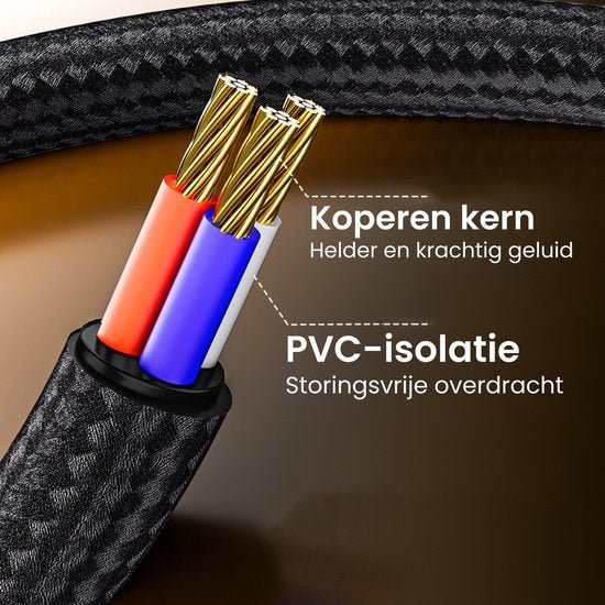 Close-up van kabel met koperen draden en PVC-isolatie voor storingsvrije geluidsoverdracht