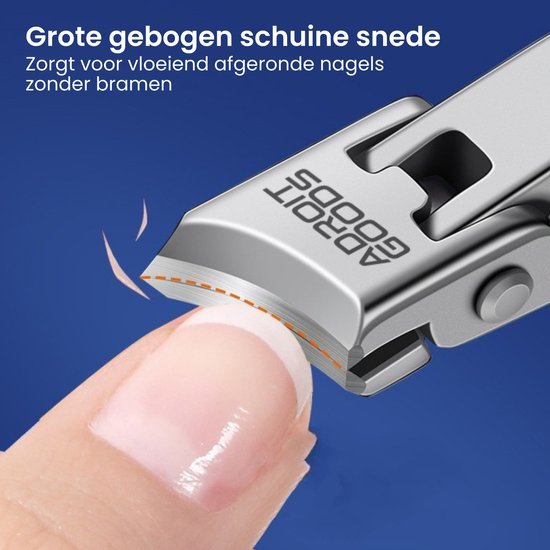 Nailclipper met grote gebogen schuine snede voor gladde nagels zonder bramen