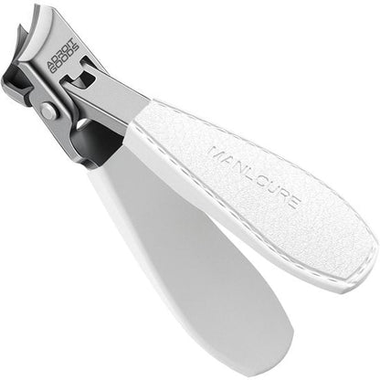 Manicure nagelknipper met witte handgrepen en roestvrijstalen knipmechanisme