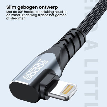 AdroitGoods kabel met slim gebogen 90 graden aansluiting voor gamen en streamen