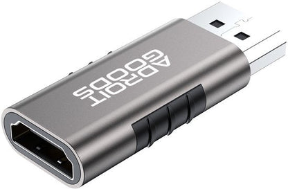 grijze usb-adapter met zwarte grip en witte opdruk adroit goods close-up detail