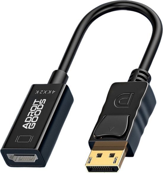 zwart displayport naar mini displayport adapterkabel met vergulde connectoren en kabelsleeve