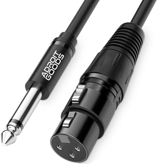 Zwarte professionele kabel met 6.35mm jack en driepolige XLR-connector van AdroitGoods