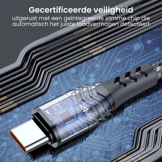 USB-C kabel met geïntegreerde slimme chip voor automatische detectie van laadvermogen