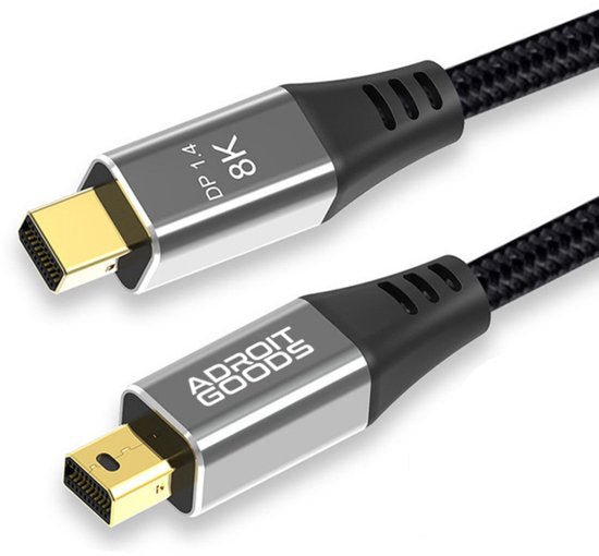 tweede displayport 1.4 kabel met 8k resolutie en gevlochten beschermhoes van AdroitGoods