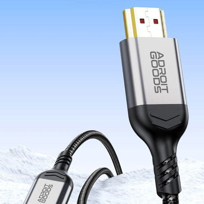 Zilver-zwarte AdroitGoods kabel met duurzame, gevlochten buitenkant en HDMI-connectoren