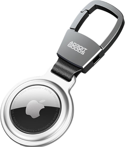 sleutelhangerhouder met karabijnhaak en leren bandje voor Apple AirTag beveiliging