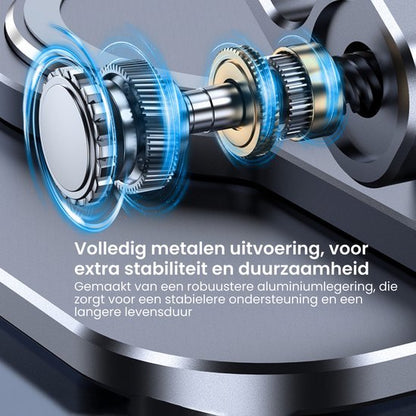 Gedetailleerde metalen tandwielen en lagers met blauwe accenten voor stabiliteit en duurzaamheid