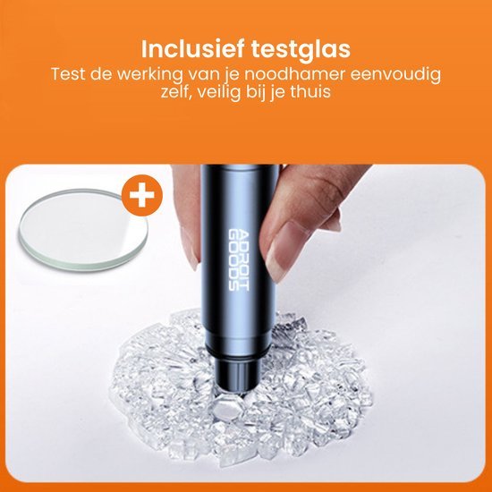 Hand test noodhamer met meegeleverd testglas voor veilige werking thuis controleren