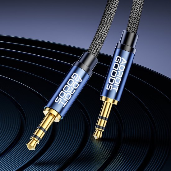 Draadloze kabel met gouden 3,5 mm audio-aansluitingen en gevlochten behuizing AdroitGoods