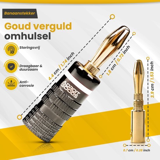 Gouden vergulde banaanstekker met duurzame, corrosiebestendige en draagbare behuizing