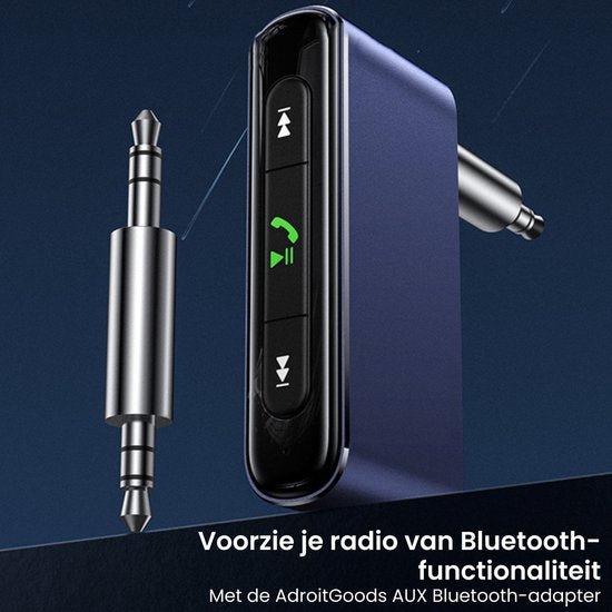 Draadloze Bluetooth-adapter met afspeel- en belknoppen en 3,5 mm audiostekkers