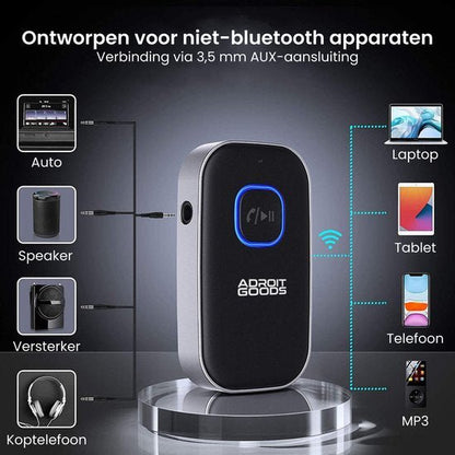 Draadloze bluetooth ontvanger voor niet-bluetooth apparaten met 3,5 mm AUX aansluiting AdroitGoods