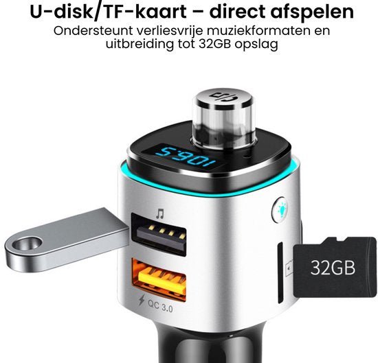 Draadloze adapter met USB-poorten, TF-kaartslot en 32GB geheugenkaart en display