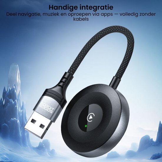 Draadloze adapter met usb-aansluiting en ronde verbindingskabel voor gemakkelijke integratie