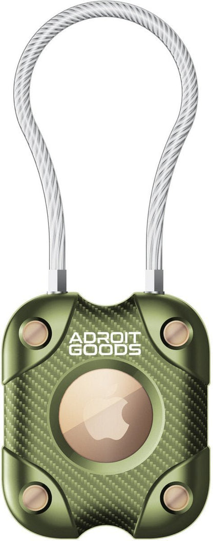 groene kabelhangslot met carbon fiber textuur en ronde metalen knoppen