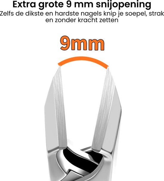 Nagelknipper met extra grote 9 mm snijopening voor dikke en harde nagels.