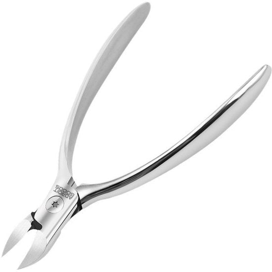 roestvrijstalen schuine nagelknipper met halfronde handgrepen en scherpe snijranden