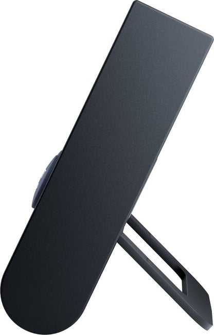 zwarte moderne digitale klok met verstelbare standaard en minimale vormgeving