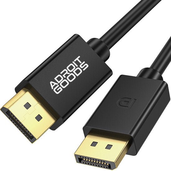 Zwarte AdroitGoods kabel met gouden connectoren voor hoogwaardige digitale aansluiting