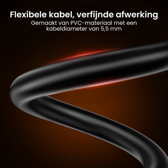 Flexibele zwarte kabel van PVC-materiaal met een kabellijn van 5,5 mm dikte