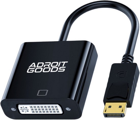 zwarte AdroitGoods adapterkabel met displayport-connector en DVI-aansluiting