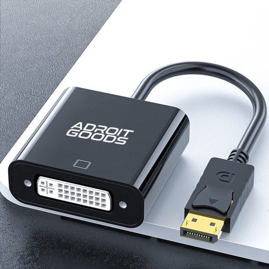 AdroitGoods zwarte adapterkabel met DisplayPort naar DVI aansluiting in professionele stijl