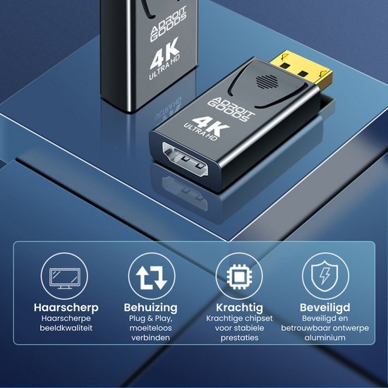 Zwarte 4K Ultra HD adapter van AdroitGoods met USB-connector en HDMI-uitgang voor haarscherpe beeldkwaliteit