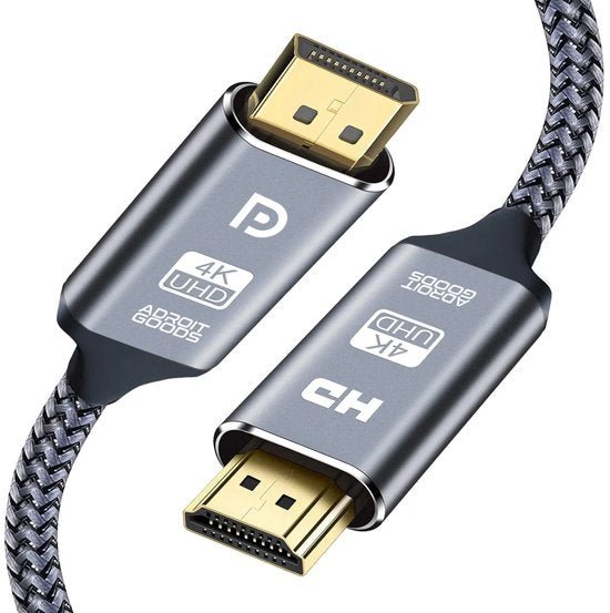 Dubbelzijdige 4K UHD HDMI-kabel met gevlochten nylon omhulsel en metalen connectoren