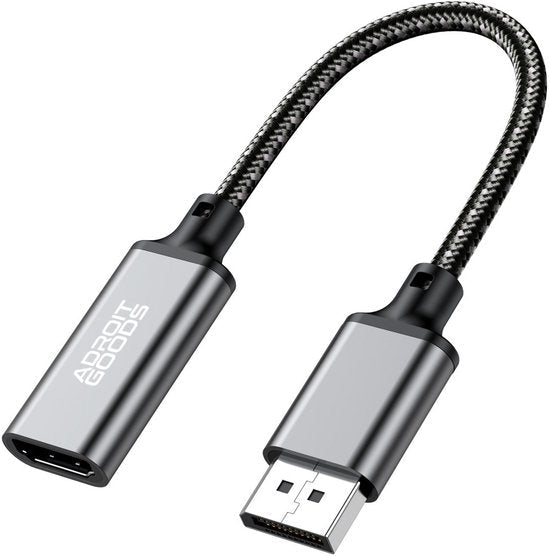 AdroitGoods kabel met gevlochten buitenkant en USB naar HDMI aansluiting in grijs zwart