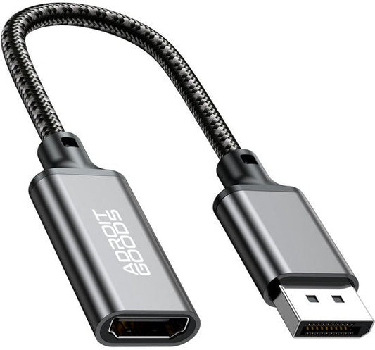 Adapterkabel met gevlochten mantel en metalen behuizing voor digitale videoverbindingen