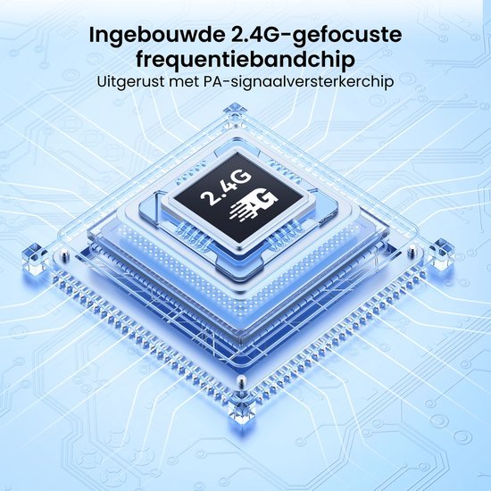 3D afbeelding van een 2.4G frequentiebandchip met PA-signaalversterkerchip en elektrische lijnen