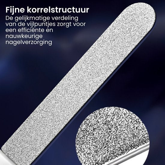 Nagelvijl met fijne korrelstructuur voor nauwkeurige en efficiënte nagelverzorging.