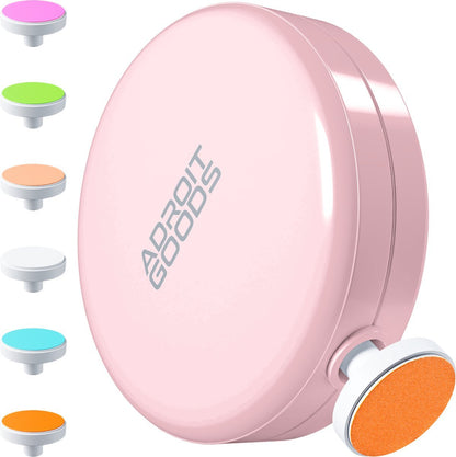 Ronde roze opbergbox met gekleurde kleine magnetische accessoires naast elkaar weergegeven.