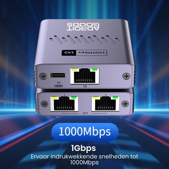 Compact apparaat met ethernetpoorten en usb-c aansluiting voor hoge snelheid netwerkverbindingen