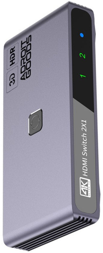 compact grijs HDMI switch apparaat met LED-indicatoren en 4K 3D HDR ondersteuning